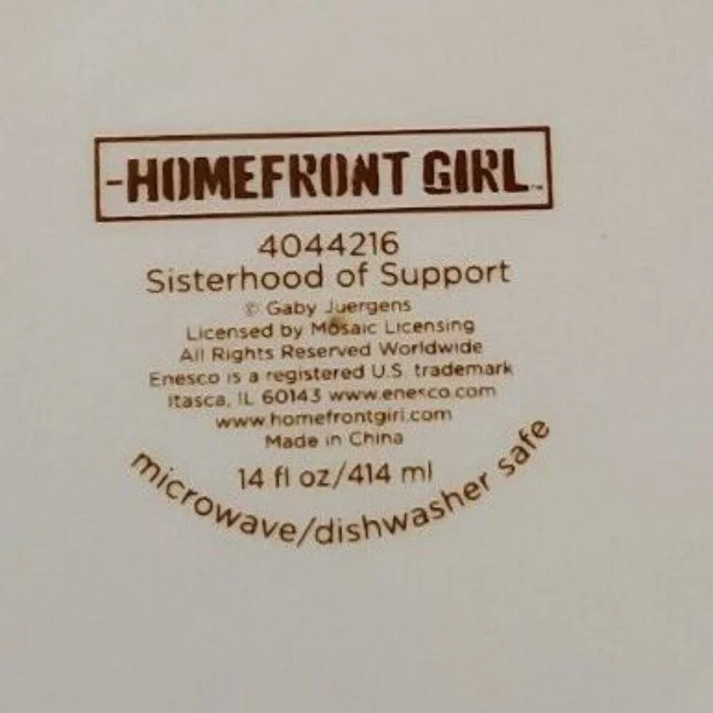 Sisterhood of Support Stoneware Coffee Cocoa Tea Mug Homefront Girl Collection